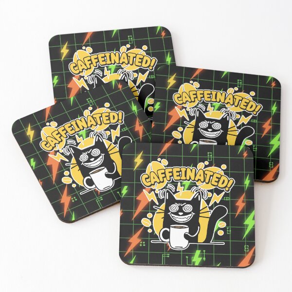Item preview, Caffeinated Lunatic Black Cat Coffee Cartoon designed and sold by Taridesign.