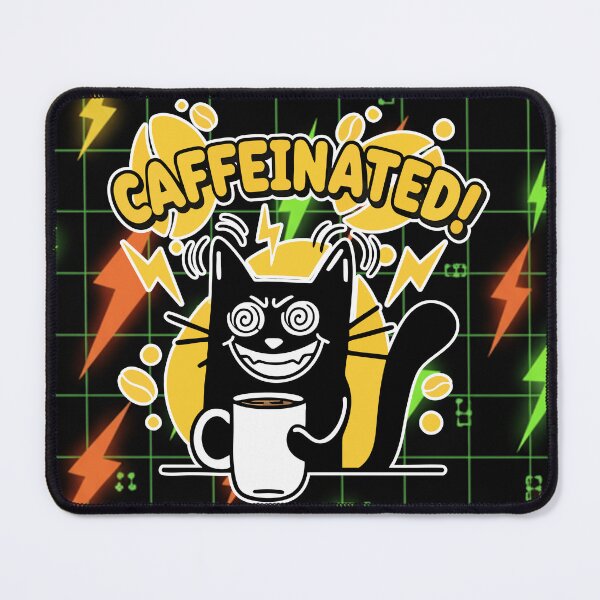 Item preview, Caffeinated Lunatic Black Cat Coffee Cartoon designed and sold by Taridesign.