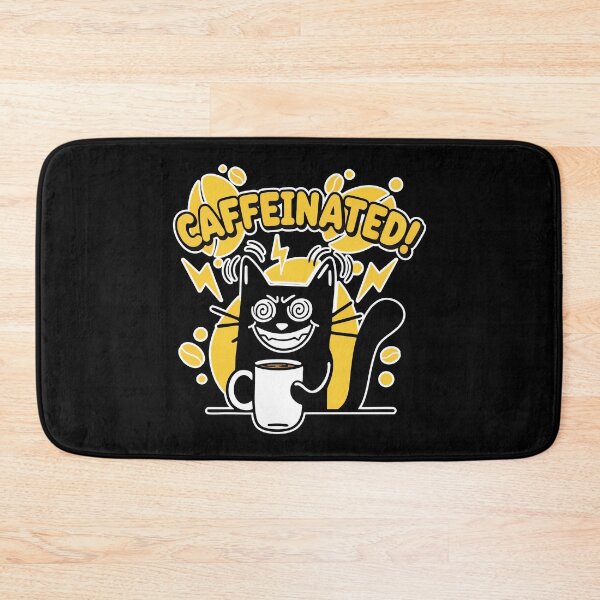 Item preview, Caffeinated Lunatic Black Cat Coffee Cartoon designed and sold by Taridesign.