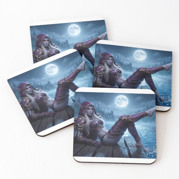 Item preview, Sylvanas Windrunner Moonlit Lake Pose - World of Warcraft AI Art designed and sold by InspirAI.