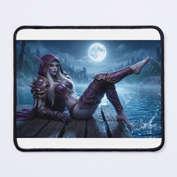 Item preview, Sylvanas Windrunner Moonlit Lake Pose - World of Warcraft AI Art designed and sold by InspirAI.