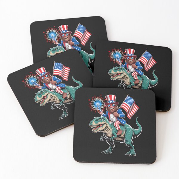 Item preview, 4th of July Patriotic American Bigfoot Trex Sasquatch Flag designed and sold by Boutkimaewab.