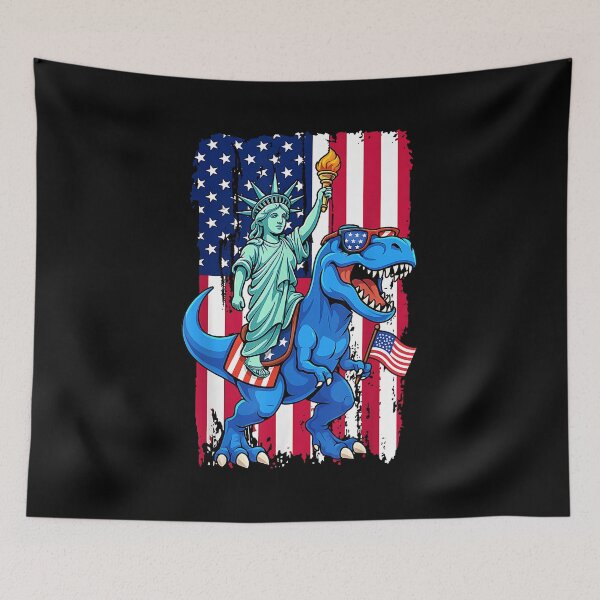 Item preview, 4th of July T-Rex Dinosaur Statue of Liberty American Flag designed and sold by Boutkimaewab.