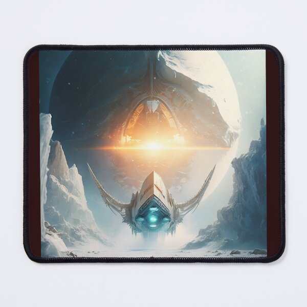 Item preview, Spaceship on Ice Planet - Science Fiction Art with Cosmic Structure designed and sold by Hipatye26.
