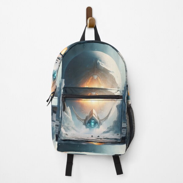 Item preview, Spaceship on Ice Planet - Science Fiction Art with Cosmic Structure designed and sold by Hipatye26.