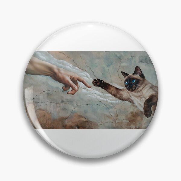 Item preview, Funny Cat Creation of Adam Parody – Renaissance Meme Aesthetic Art designed and sold by Wizoft.