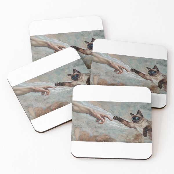 Item preview, Funny Cat Creation of Adam Parody – Renaissance Meme Aesthetic Art designed and sold by Wizoft.