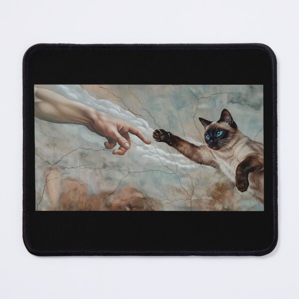 Item preview, Funny Cat Creation of Adam Parody – Renaissance Meme Aesthetic Art designed and sold by Wizoft.