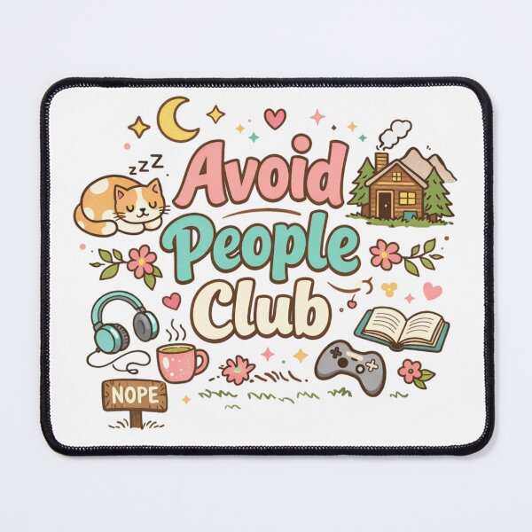Item preview, Avoid People Club Cute Aesthetic Design | Introvert Humor Cozy Cat Anti Social Funny Quote designed and sold by Sanika arts .