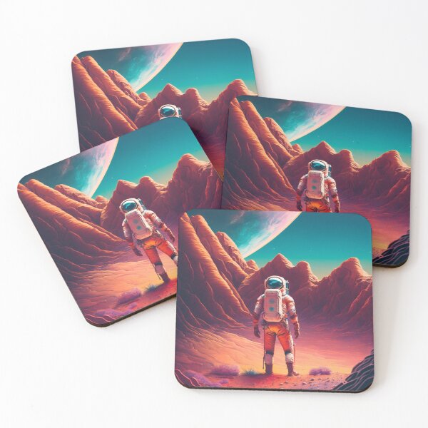 Item preview, Astronaut on Red Planet - Space Art with Desert Landscape and Vibrant Sky designed and sold by Hipatye26.