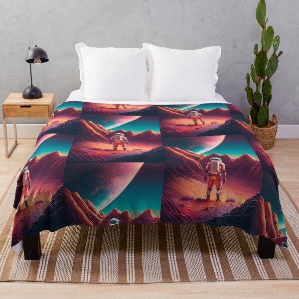 Item preview, Astronaut on Red Planet - Space Art with Desert Landscape and Vibrant Sky designed and sold by Hipatye26.