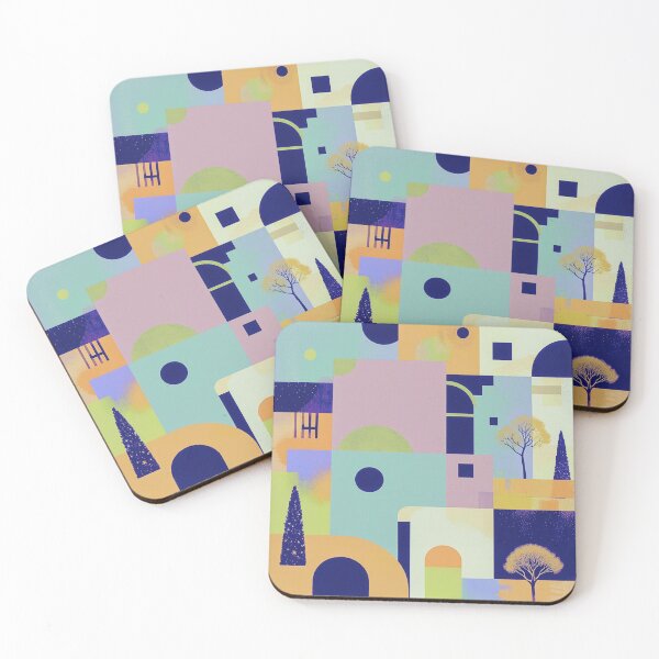 Item preview, Modern Art Deco Landscape – Geometric Architectural Scene designed and sold by joycrysstudio.