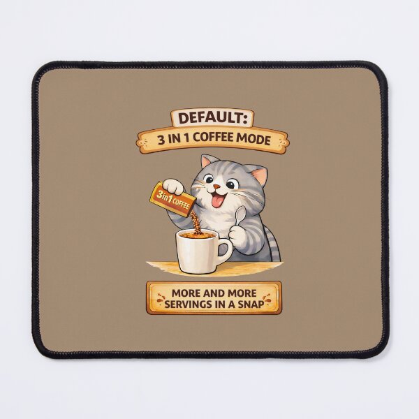Item preview, Funny Cat Default 3 in 1 Coffee Mode Cat Humor Caffeine Powered Meme designed and sold by Mindworx21.