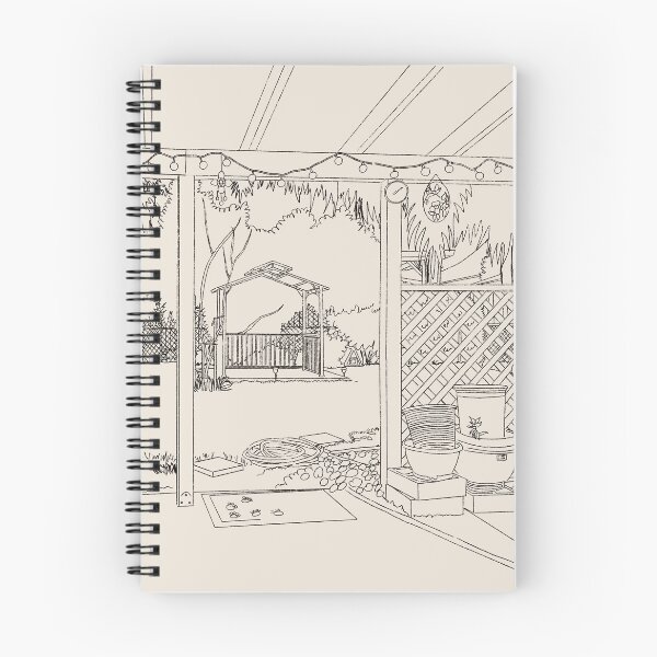 Item preview, Backyard Patio Gazebo View - Cozy Garden Sketch Illustration designed and sold by TheArtOfTreble.