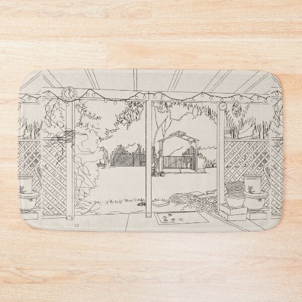 Item preview, Backyard Patio Gazebo View - Cozy Garden Sketch Illustration designed and sold by TheArtOfTreble.