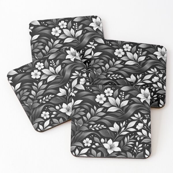 Item preview, Monochrome Luxury Botanical Pattern – Black & White Seamless Designer Print designed and sold by OpenDreamArts.