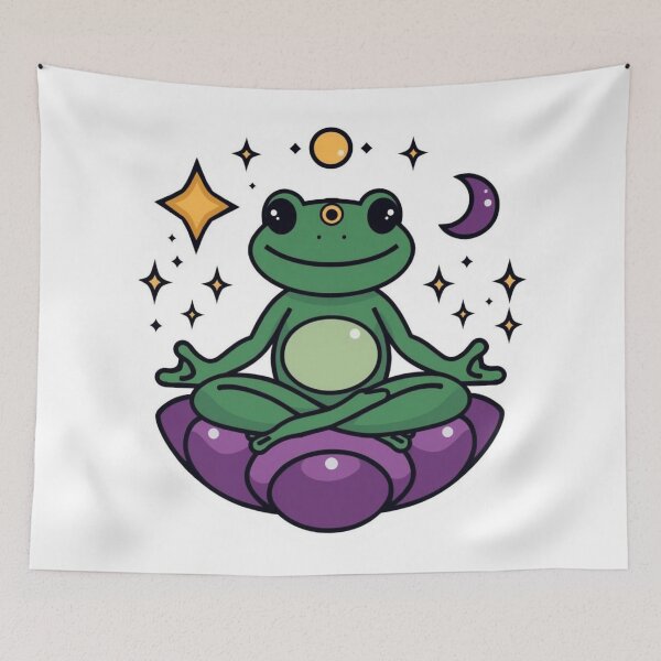 Item preview, Zen Frog Meditation Sticker – Cute Aesthetic Spiritual Frog Yoga Design designed and sold by magiquecreations.