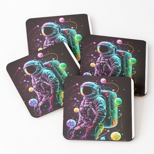 Item preview, Cosmic Rainbow Astronaut - Vibrant Art with Planets and Psychedelic Style designed and sold by Hipatye26.