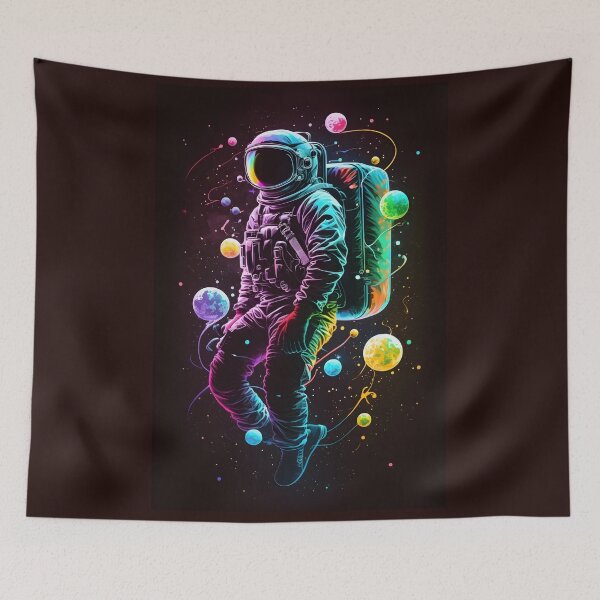 Item preview, Cosmic Rainbow Astronaut - Vibrant Art with Planets and Psychedelic Style designed and sold by Hipatye26.