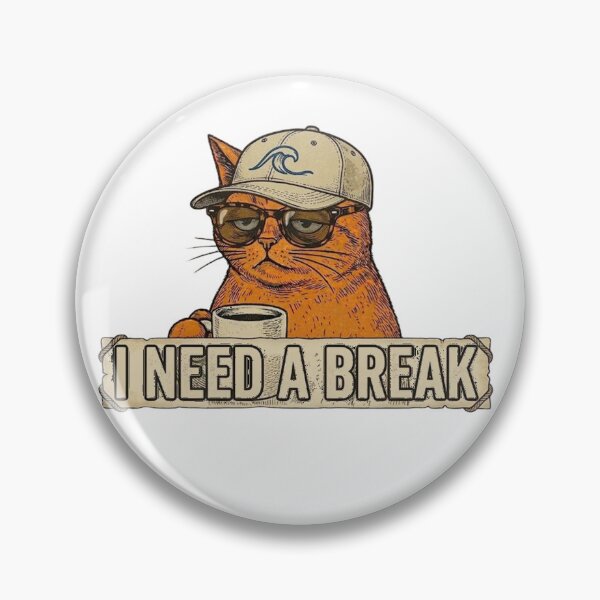 Item preview, Tired Orange Cat Drinking Coffee on Vacation designed and sold by Amberlakhal.