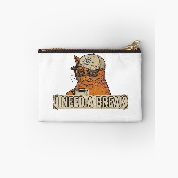 Item preview, Tired Orange Cat Drinking Coffee on Vacation designed and sold by Amberlakhal.