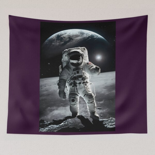 Item preview, Astronaut on Lunar Surface - Space Mission Scene with Earth View designed and sold by Hipatye26.