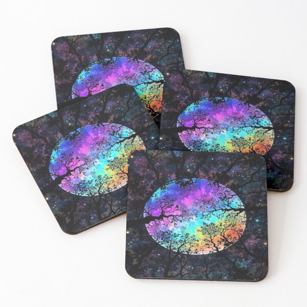 Item preview, Drawing of rainbow moonlit forest designed and sold by NivyasArtistry.