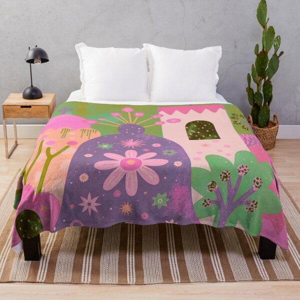 Item preview, Fantasy Floral Village – Vibrant Dream Landscape Art designed and sold by joycrysstudio.