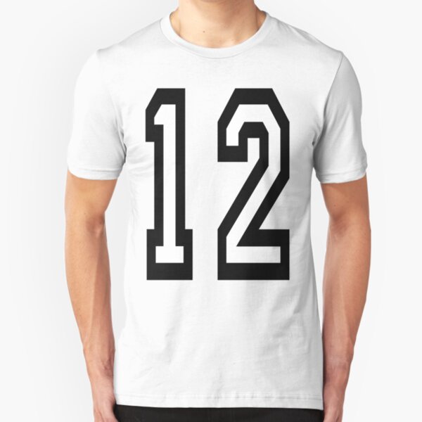 12. 12th. TEAM SPORTS, NUMBER 12, TWELVE, TWELFTH, Competition. Slim Fit T-Shirt