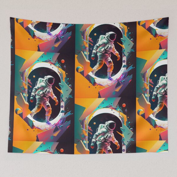 Item preview, Astronaut in Cosmic Portal - Vibrant Abstract Art with Pop Art Style designed and sold by Hipatye26.