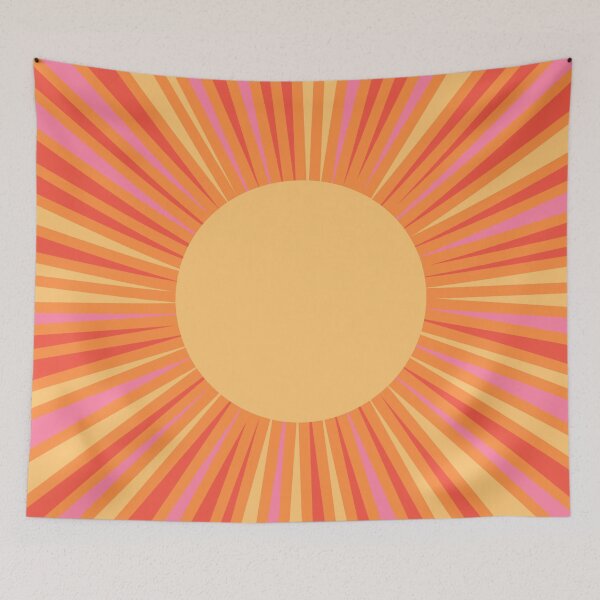 Item preview, Summer Sun Retro Sun Rays Yellow Orange Pink designed and sold by kierkegaard.