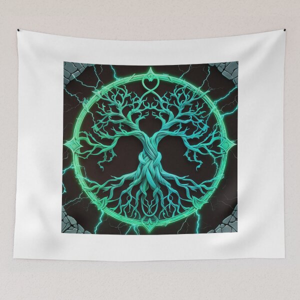 Item preview, Wildwarden Arboreal Sigil Stormy Glow Dark Fantasy Emblem designed and sold by Falconwolf.