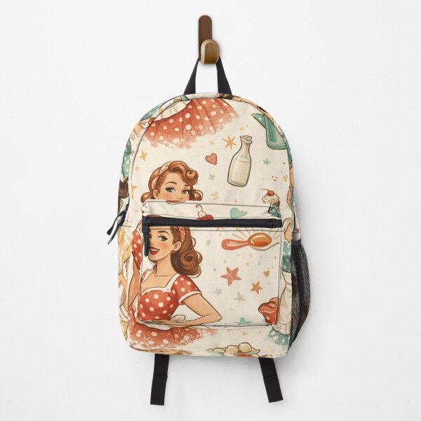 Item preview, Retro Housewife Pin-Up Pattern – 1950s Vintage Kitchen Seamless Design designed and sold by OpenDreamArts.
