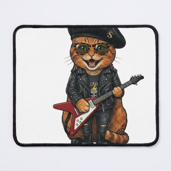 Item preview, Orange Tabby Cat Rock Star With Guitar designed and sold by Amberlakhal.