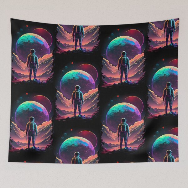 Item preview, Astronaut on Exotic Planet - Cosmic Art with Vibrant Colors designed and sold by Hipatye26.