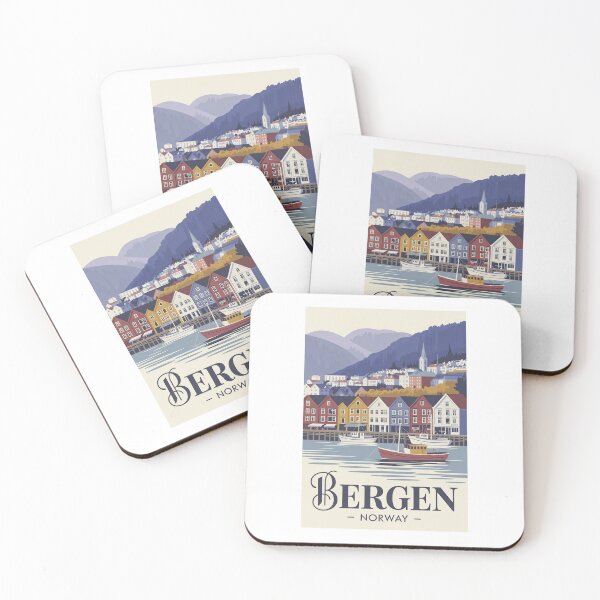 Item preview, A Vintage Travel Illustration of BERGEN - NORWAY designed and sold by TulipaGraphics.