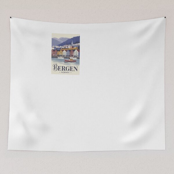 Item preview, A Vintage Travel Illustration of BERGEN - NORWAY designed and sold by TulipaGraphics.
