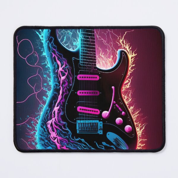 Item preview, Neon Electric Guitar - Art with Fire and Electricity Effects designed and sold by Hipatye26.