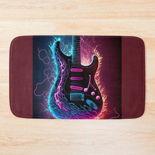 Item preview, Neon Electric Guitar - Art with Fire and Electricity Effects designed and sold by Hipatye26.