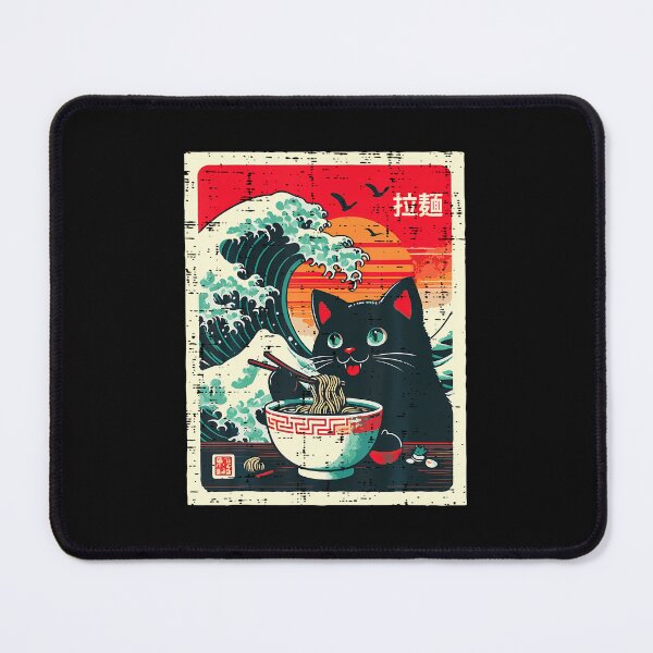 Item preview, Black Ramen Cat Great Wave designed and sold by Trungles-tee.