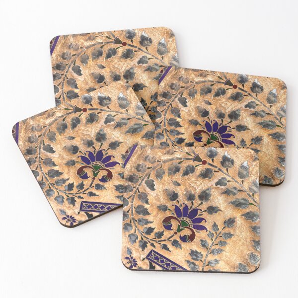 Item preview, Floral Mosaic Pattern in Navy Red Green designed and sold by Mary Prema Art.