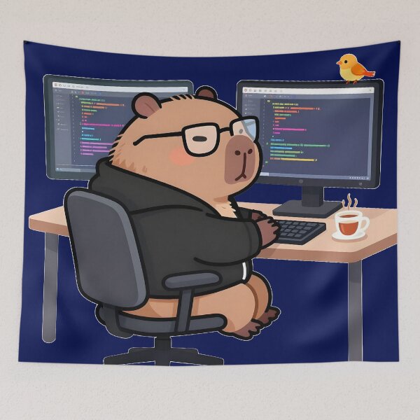 Item preview, Capybara Senior Developer: Chill Tech Mode?☕ designed and sold by BGM by AI.