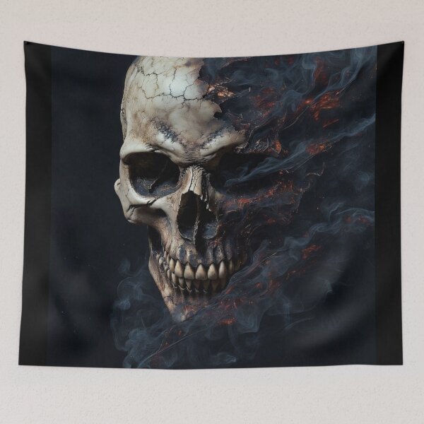 Item preview, Infernal Smoldering Skull - Dark Fantasy Ember and Smoke Art designed and sold by MakarenaCreate.