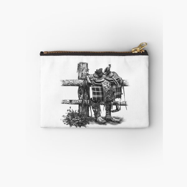 Item preview, Western Saddle Cowboy Boots Black and White Rustic Ranch Art designed and sold by inkoutninja.