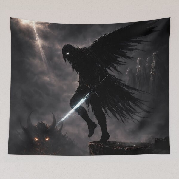 Item preview, Dark Angel vs Demon – Epic Fantasy Battle Art designed and sold by KnitOfShadoF.