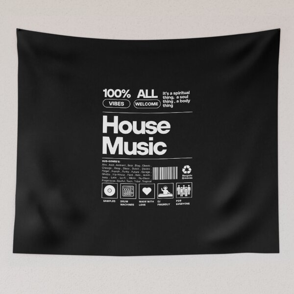 Item preview, House Music  - Product Label (White)  designed and sold by ElizabethJNieva.