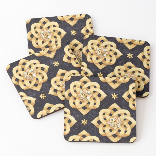 Item preview, Black Gold Celestial Floral Pattern designed and sold by bubblegoth.
