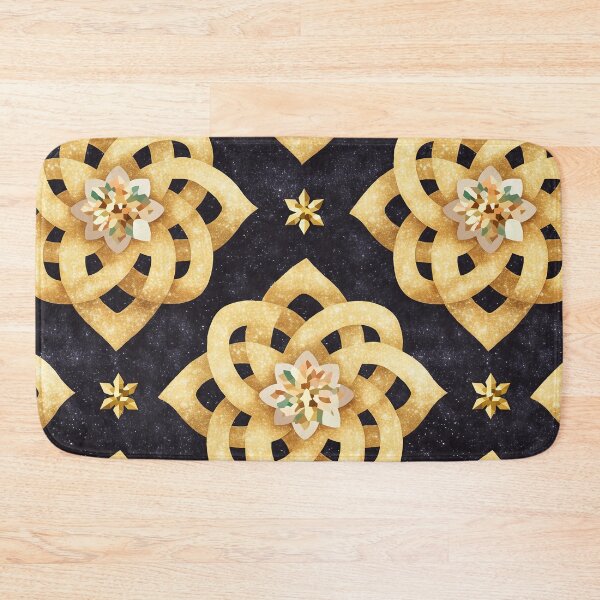 Item preview, Black Gold Celestial Floral Pattern designed and sold by bubblegoth.