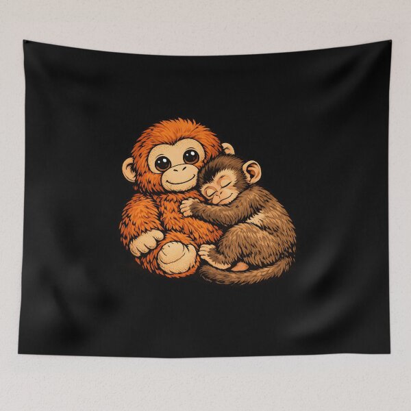 Item preview, Adorable Monkey and Plush Hug Design designed and sold by HUTEND.