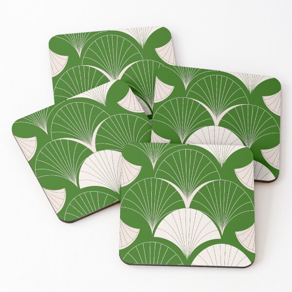 Item preview, Asian Art Deco Jade-Green Colors Fan Pattern  designed and sold by DEC02.